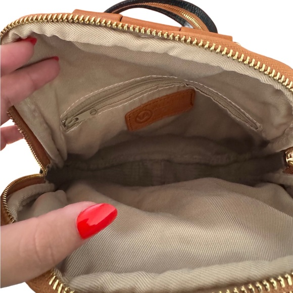 Elegant Black and Tan Leather Backpack